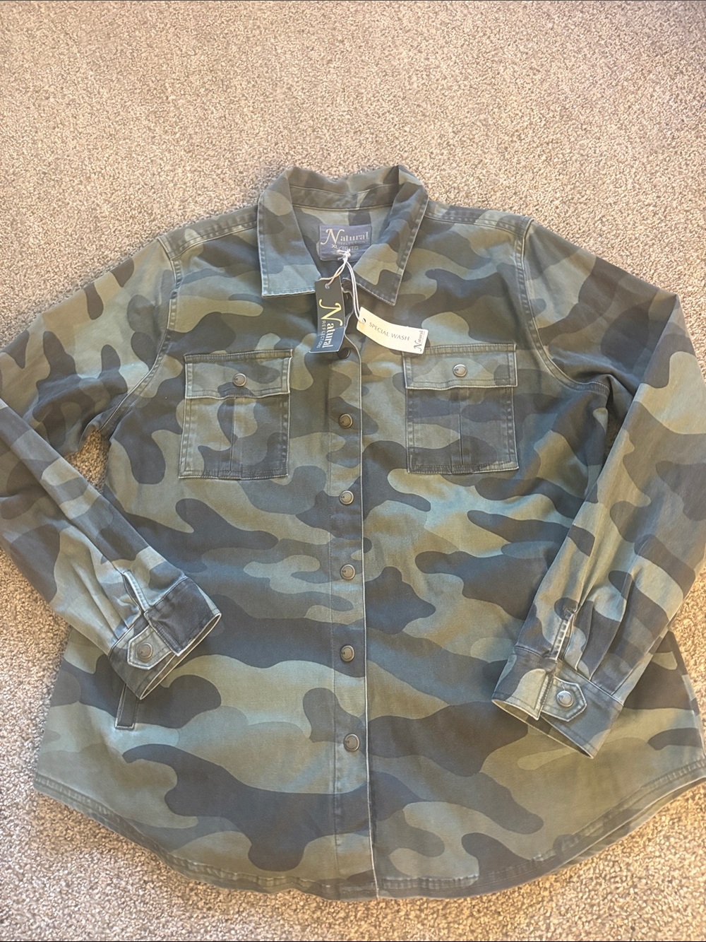 Naturalizer Women’s Camo Button-Up Shirt Jacket - Olive & Dark Green